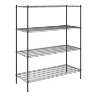 Steelton 24" x 60" NSF Black Epoxy 4-Shelf Kit with 72" Posts