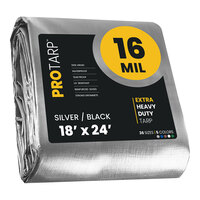 ProTarp 18' x 24' Silver / Black Extra Heavy-Duty Weatherproof 16 Mil Poly Tarp with Reinforced Edges