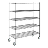 Steelton 24" x 60" NSF Black Epoxy 5-Shelf Kit with 72" Posts and Casters