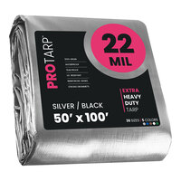 ProTarp 50' x 100' Silver / Black Extreme Heavy-Duty Weatherproof 22 Mil Poly Tarp with Reinforced Edges