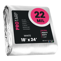 ProTarp 18' x 24' White Extreme Heavy-Duty Weatherproof 22 Mil Poly Tarp with Reinforced Edges