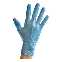 Noble Products Small Powder-Free Disposable Blue Vinyl Gloves for Foodservice - 100/Box