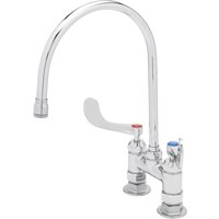 T&S B-0325-134X-CR4 Deck Mount Faucet with 7 3/4" Gooseneck Spout, Stream Regulator Outlet, and 4" Wrist Action Handles
