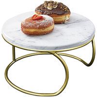 Cal-Mil Heritage 12" x 6" Round Gold / White Marble Display Riser