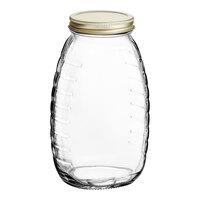 24 oz. (32 oz. Honey Weight) Classic Queenline Glass Honey Jar Kit with Plastisol-Lined Gold Metal Lid- 12/Case - 12/Case