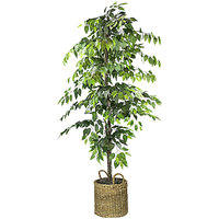 LCG Sales 6' Artificial Ficus Tree in Basket with Handles