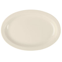 Thunder Group NS510T Nustone Tan 9 1/2" x 6 3/4" Narrow Rim Oval Melamine Platter - 12/Pack