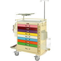 Harloff M-Series 36 3/4" x 22" x 43 3/4" 9-Drawer Steel Pediatric Crash Cart with Super Stat Emergency Kit MDS3030B09PED+MD30-EMG3