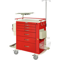 Harloff M-Series 36 3/4" x 22" x 43 3/4" 6-Drawer Steel Emergency Cart with Super Stat Emergency Kit MDS3030B06+MD30-EMG3