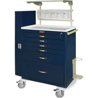 Harloff M-Series 41 1/4" x 22" x 43 3/4" 6-Drawer Steel Crash Cart with Key Lock and Difficult Airway Kit MDS3030K16+MD30-AIRWAYPKG