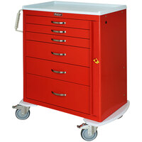 Harloff M-Series 36 3/4" x 22" x 43 3/4" 6-Drawer Steel Emergency Crash Cart with 12" Bottom Drawer MDS3030B06