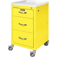 Harloff M-Series 18" x 18" x 34 1/2" 3-Drawer Steel Medical Isolation Cart with Key Lock M3DS1824K03