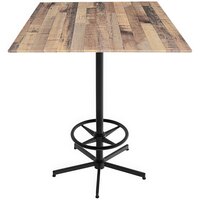 Holland Bar Stool EuroSlim 32" x 32" Rustic Wood Indoor / Outdoor Bar Height Table with Foot Rest Base