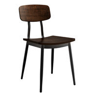 Lancaster Table & Seating Mid-Century Black Chair with Espresso Wood Seat and Backrest - Assembled