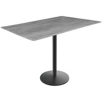Holland Bar Stool EuroSlim 32" x 48" Greystone Indoor / Outdoor Bar Height Table with Round Base
