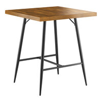 Lancaster Table & Seating Mid-Century 36" x 36" Bar Height Butcher Block Table with Vintage Finish