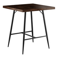 Lancaster Table & Seating Mid-Century 36" x 36" Bar Height Butcher Block Table with Espresso Finish