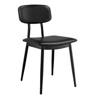 Lancaster Table & Seating Mid-Century Black Chair with Black Vinyl Padded Seat and Backrest - Assembled