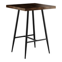 Lancaster Table & Seating Mid-Century 30" x 30" Bar Height Butcher Block Table with Espresso Finish