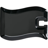 Fineline Wavetrends 1409-BK 6" x 9 1/2" Black Plastic Cocktail Plate with Stemware Hole - 120/Case