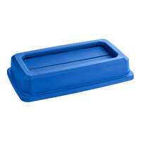 Lavex Pro Blue Slim Rectangular Trash Can Drop Shot Lid