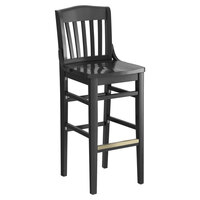 Lancaster Table & Seating Black Finish Wood School House Bar Stool