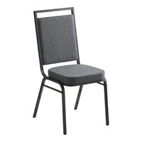 Lancaster Table & Seating Square Back Banquet Chair with Gray Fabric and Black Frame