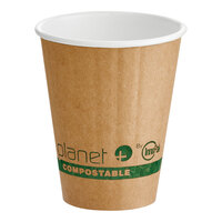 Stalk Market Planet+ 8 oz. PLA-Coated Kraft Compostable Double Wall Paper Hot Cup - 1,000/Case
