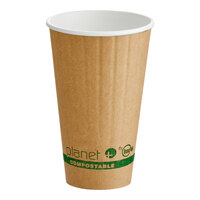 Stalk Market Planet+ 16 oz. PLA-Coated Kraft Compostable Double Wall Paper Hot Cup - 600/Case