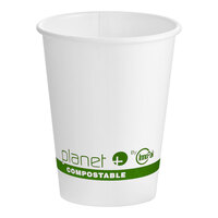 Stalk Market Planet+ 8 oz. PLA-Coated White Compostable Paper Hot Cup - 1,000/Case