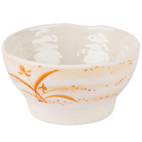 Thunder Group 3706 Gold Orchid 14 oz. Round Melamine Wave Rice Bowl - 12/Case