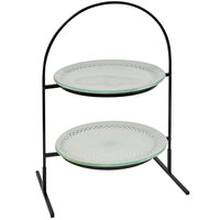 Rosseto Kalderon Spiro 2 Level Round Display Stand with 13" Round White Glass Platters