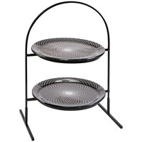 Rosseto Kalderon Spiro 2 Level Round Display Stand with 13" Round Black Glass Platters