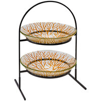 Rosseto Kalderon Radici 2 Level Round Display Stand with 14" Round Yellow Glass Bowls