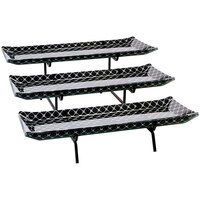 Rosseto Kalderon Zenit 3 Level Display Stand with 22 1/2" Rectangular Black Glass Platters