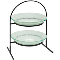 Rosseto Kalderon Radici 2 Level Round Display Stand with 14" Round White Glass Bowls