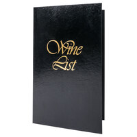 Menu Solutions L702A 5 1/2" x 8 1/2" Black Wine List Cover