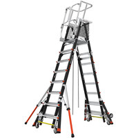 Little Giant 8' - 14' Type 1AA Fiberglass Adjustable Safety Cage with Wheel Lift and Ratchet Levelers 18515-817 - 375 lb. Capacity