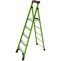 Little Giant MightyLite 7' Type 1A Green Fiberglass Step Ladder 15397-001 - 300 lb. Capacity