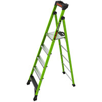 Little Giant MightyLite 7' Type 1AA Green Fiberglass Step Ladder 15407-001 - 375 lb. Capacity
