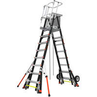 Little Giant 8' - 14' Type 1AA Fiberglass Adjustable Safety Cage with All-Terrain Wheels and Wheel Lift 18515-243 - 375 lb. Capacity