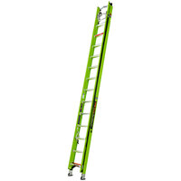Little Giant HyperLite 28' Type 1AA Green Fiberglass Extension Ladder with Cable Hooks, Claw, and V-Bar 17528V - 375 lb. Capacity