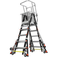 Little Giant 5' - 9' Type 1AA Fiberglass Adjustable Safety Cage with Wheel Lift and Ratchet Levelers 18509-817 - 375 lb. Capacity