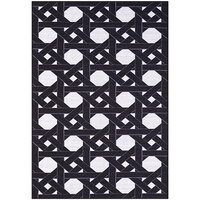 Abani Parker Collection 5' 3" x 7' 6" Cream / Black Contemporary Geometric Rattan Weave