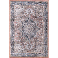 Abani Lola Collection 5' 3" x 7' 6" Brown / Blue Vintage Medallion Area Rug