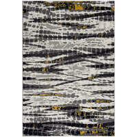 Abani Arto Collection Yellow / Gray Distressed Contemporary Area Rug