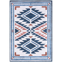 Abani Molana Collection 5' 3" x 7' 6' Beige / Blue Southwestern Diamond Area Rug