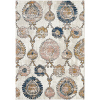 Abani Arto Collection Coral / Navy Distressed Bohemian Medallion Area Rug