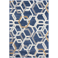 Abani Atlas Collection 5' 3" x 7' 6" Blue / Gray Contemporary Multi Hexagon Area Rug