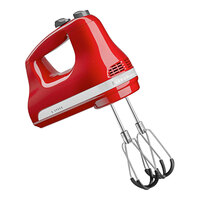 KitchenAid KHM6118ER Empire Red 6-Speed Hand Mixer with Flex Edge Beaters - 120V